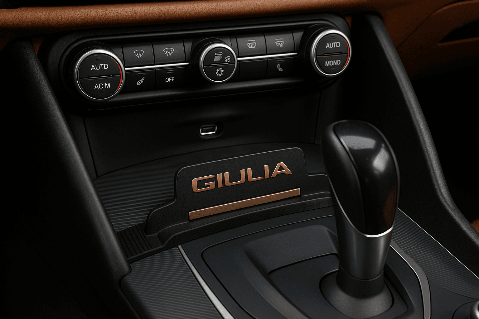 Support téléphone central Alfa Romeo Giulia – Intégration parfaite dans la console - Vue 1